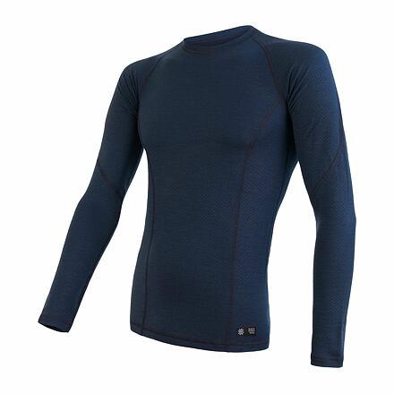 SENSOR MERINO DF pánske tričko dl. rukáv deep blue Veľkosť: XL
