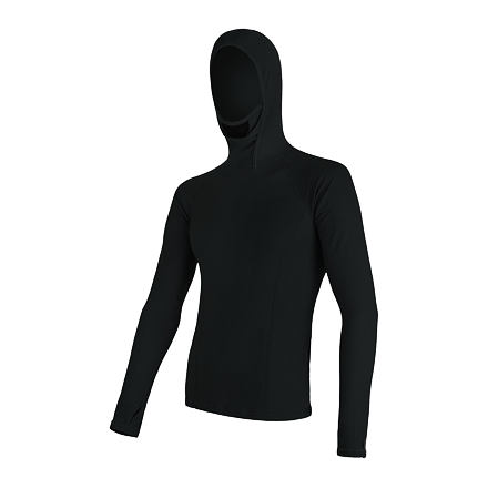 SENSOR MERINO DF pánske tričko dl. rukáv s kapucňou čierna Veľkosť: S