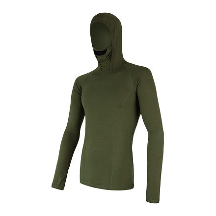 SENSOR MERINO DF pánske tričko dl. rukáv s kapucňou safari Veľkosť: XXL 8592837055893