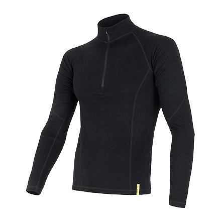 SENSOR MERINO DF pánske tričko dl. rukáv zips čierna Veľkosť: S 8592837017204