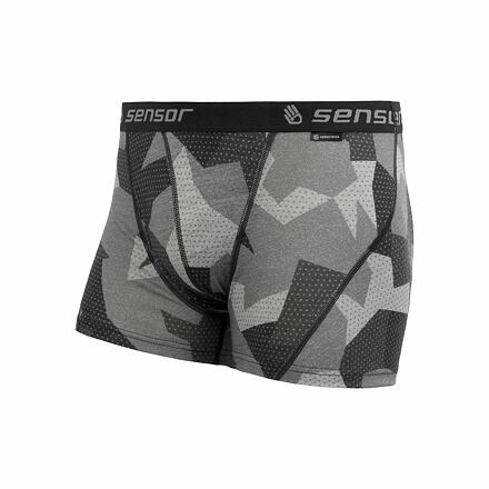 SENSOR MERINO IMPRESS pánske trenírky čierna camo Veľkosť: XXL