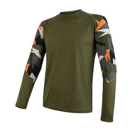 SENSOR MERINO IMPRESS pánske tričko dl.rukáv safari / camo Veľkosť: XXL