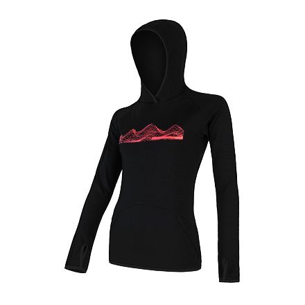 SENSOR MERINO UPPER MOUNTAINS dámska mikina klokanka čierna Veľkosť: S