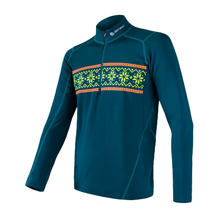 SENSOR THERMO pánske tričko dl.rukáv zip zafír / vzor Veľkosť: XXL 8592837058047