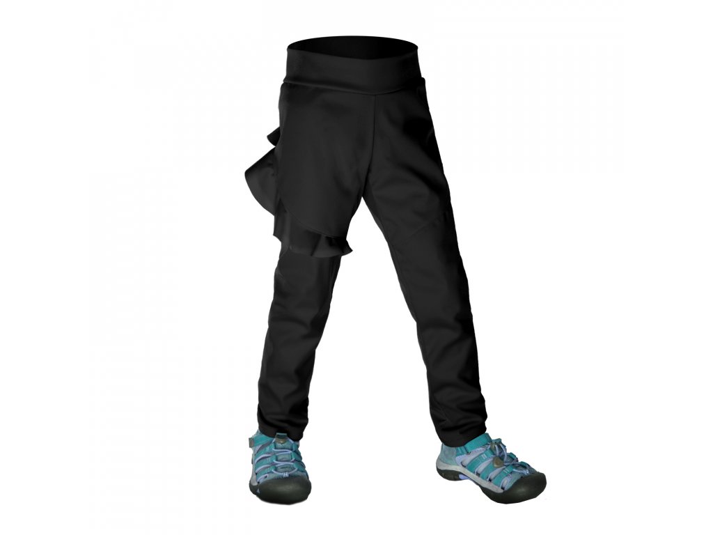 Unuo Unuo, Detské softshellové nohavice bez zateplenia pružné Fantasy, Čierna Veľkosť: 134/140