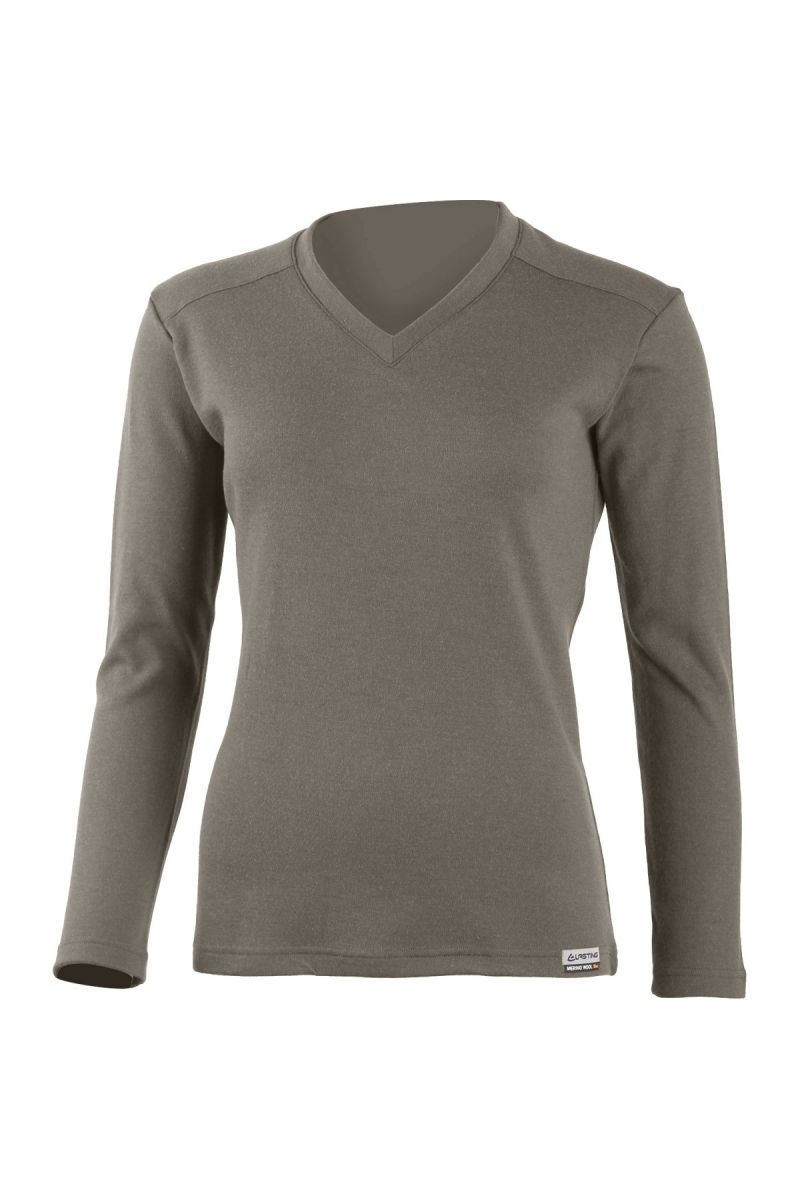 Lasting dámska merino mikina STELA 7373 hnedá Veľkosť: XL