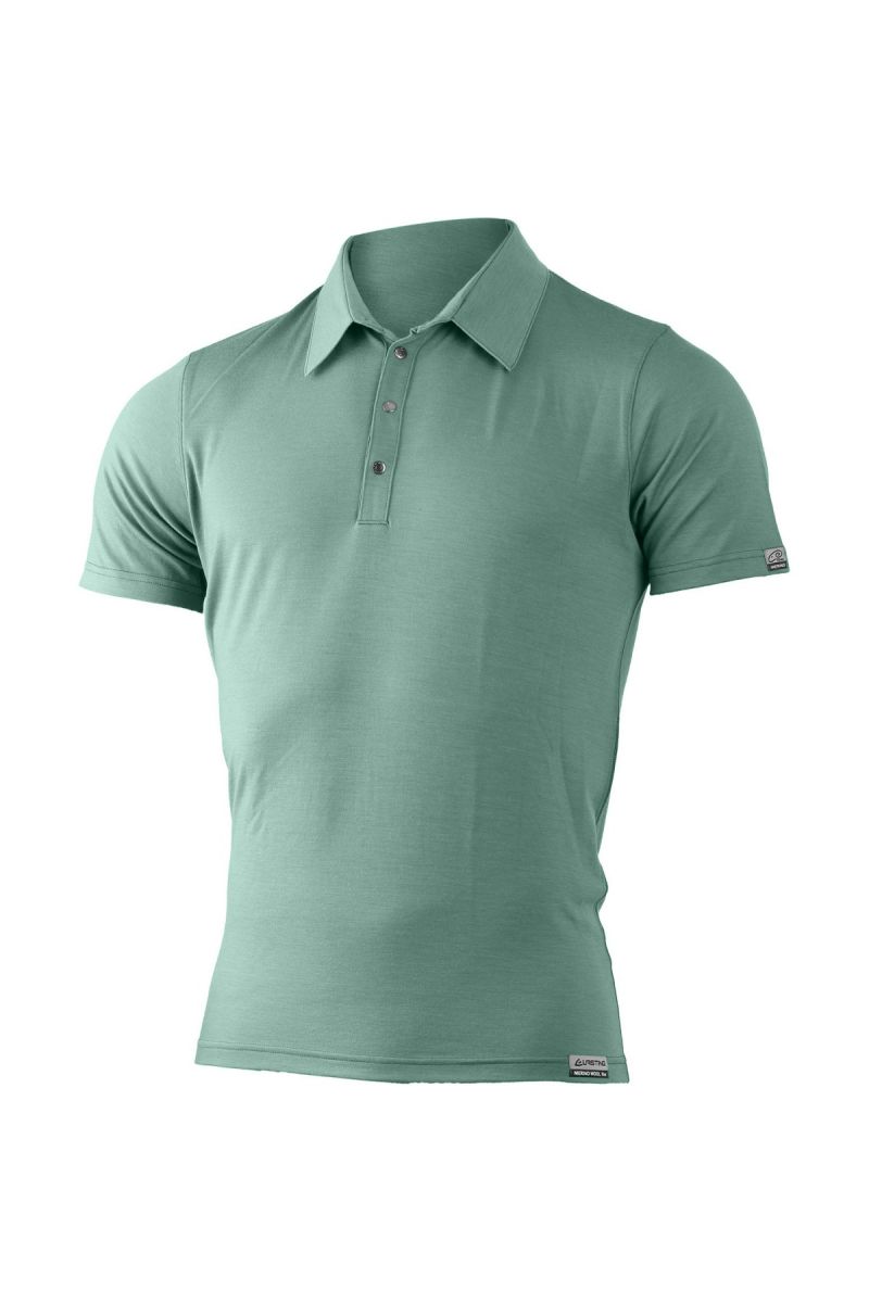 Lasting pánska merino polo košeľa ELIOT 7575 zelená Veľkosť: M 8596445030716