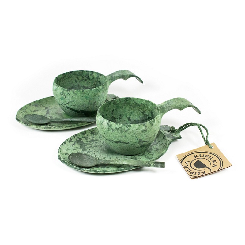 Kupilka Slow Down set - 2x Kukse - 210 ml + 2x tanier + 2x čajová lyžička - Conifer (GREEN) 6430014975225