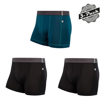 SENSOR COOLMAX TECH 3-PACK pánske trenírky čierna / zafír Veľkosť: XXL