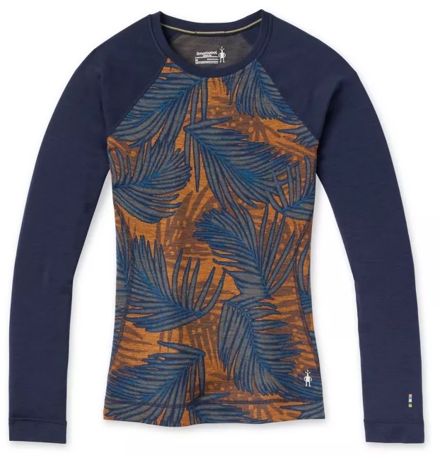 Smartwool W MERINO 250 BASELAYER PATTERN CREW BXD deep navy palm Veľkosť: S 195436098964