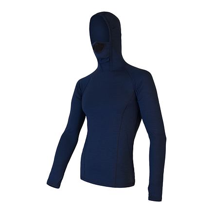 SENSOR MERINO DF pánske tričko dl.rukáv s kapucňou deep blue Veľkosť: S