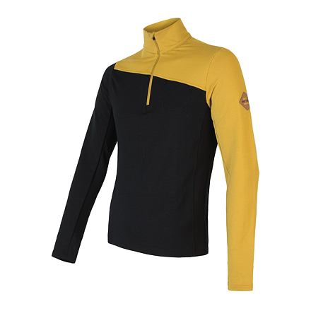 SENSOR MERINO EXTREME pánske tričko dl.rukáv zips mustard/čierna Veľkosť: XXL 8592837075747