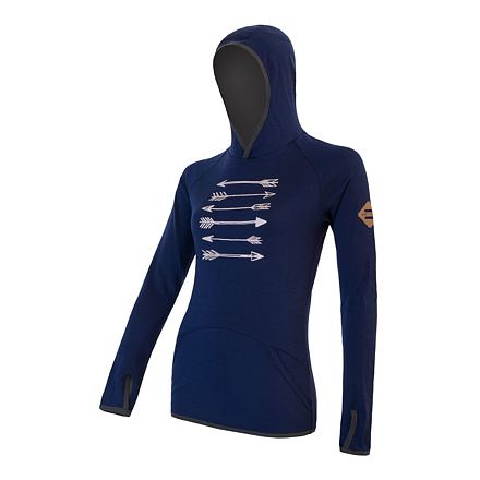 SENSOR MERINO UPPER ARROWS dámska mikina klokanka deep blue Veľkosť: S
