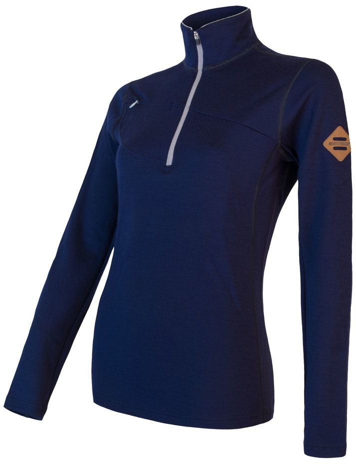 SENSOR MERINO UPPER dámska mikina krátky zips deep blue Veľkosť: M