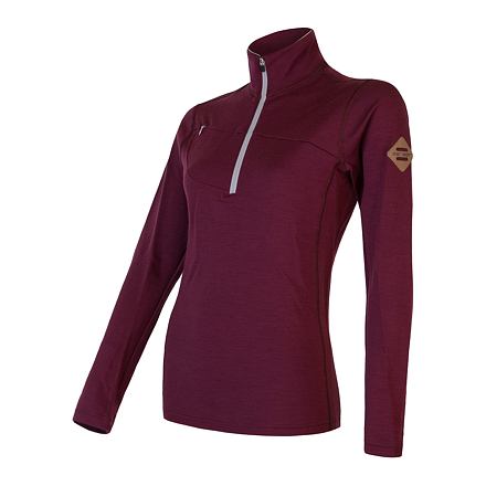 SENSOR MERINO UPPER dámska mikina krátky zips port red Veľkosť: S