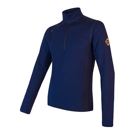 SENSOR MERINO UPPER pánska mikina krátky zips deep blue Veľkosť: S