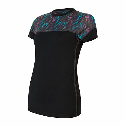 SENSOR MERINO IMPRESS dámske tričko kr.rukáv čierna/stripes Veľkosť: M