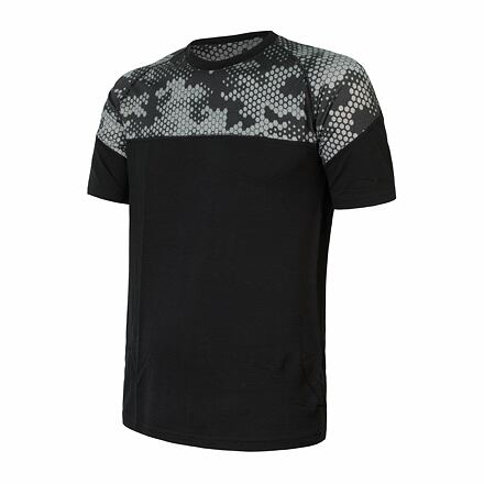 SENSOR MERINO IMPRESS pánske tričko kr.rukáv čierna/honeycomb Veľkosť: S