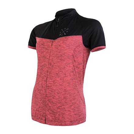 SENSOR CYKLO MOTION dámsky dres kr.rukáv celozip ružová / čierna Veľkosť: S