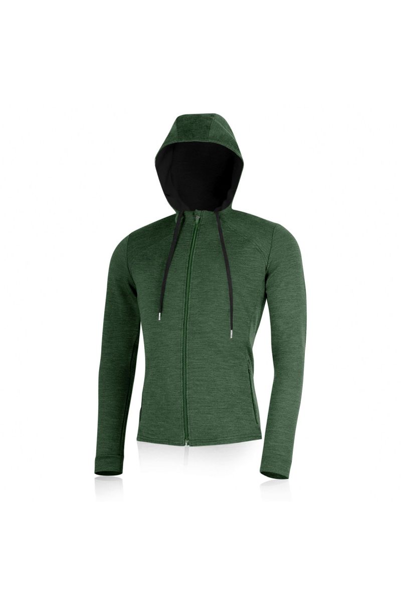 Lasting pánska merino mikina KARMIN 6169 zelená Veľkosť: XL