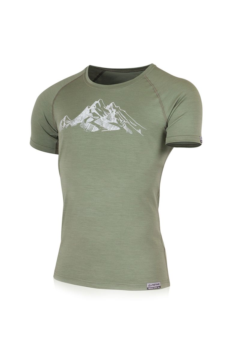 Lasting dámske merino tričko s tlačou HILA 6661 zelené Veľkosť: L