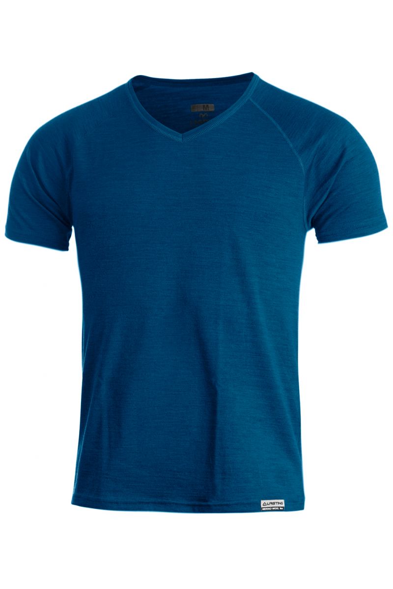 Lasting pánske merino tričko do V VIDO 5160 modré Veľkosť: M