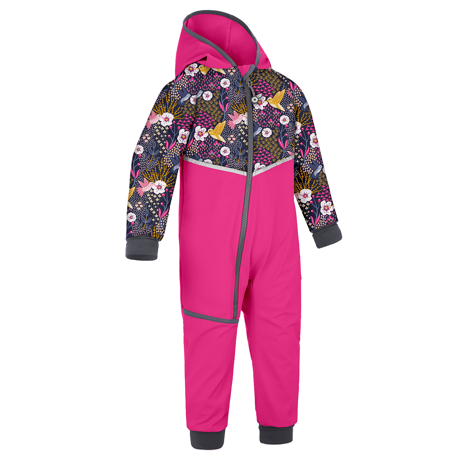 Unuo Unuo, Batoľacia softshellová kombinéza s fleecom Mini, Fuchsiová, Kolibrík Veľkosť: 98/104 8596227097722
