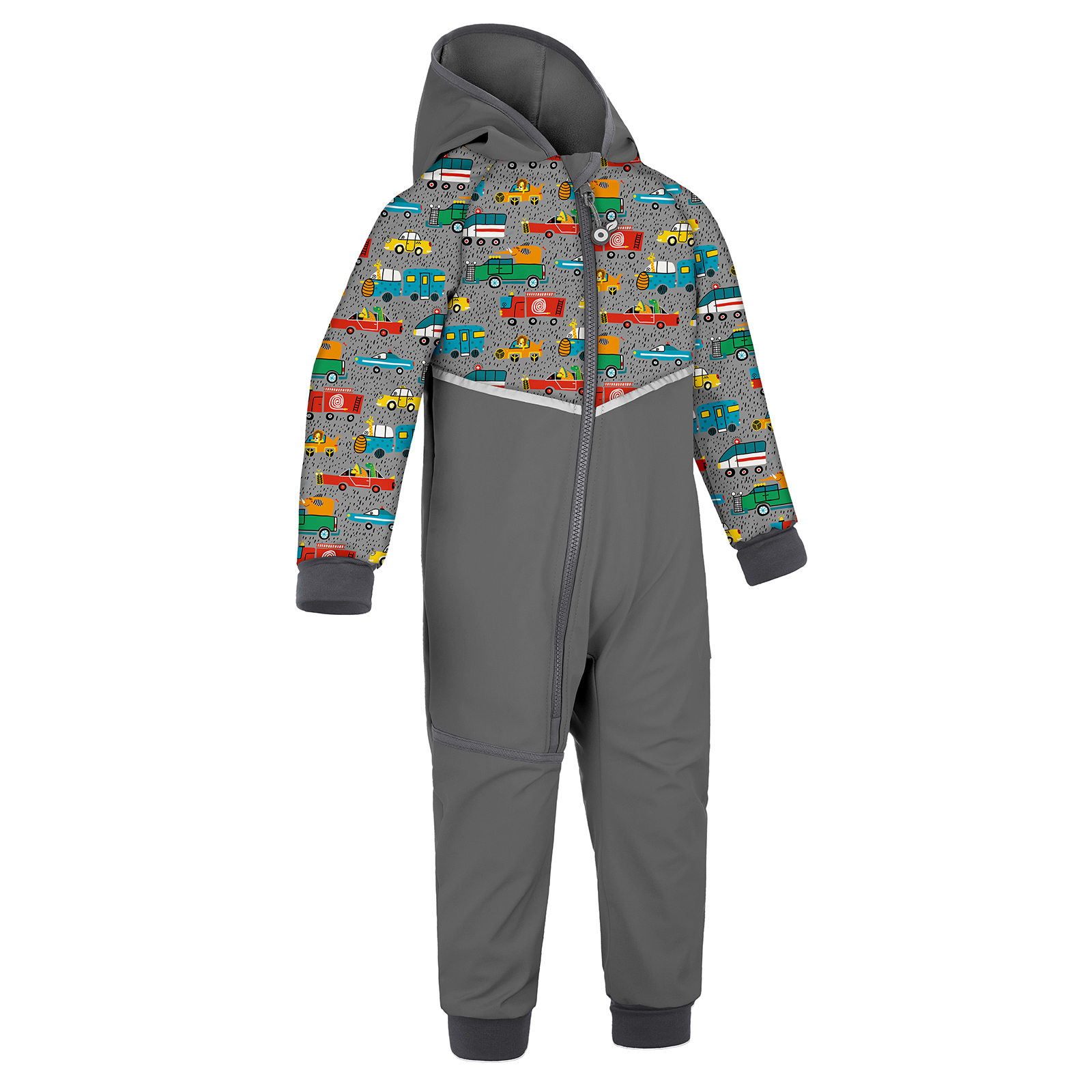 Unuo Unuo, Batoľacia softshellová kombinéza s fleecom Mini, Tm. Šedá, ZOO na výlete Veľkosť: 74/80 8596227097760