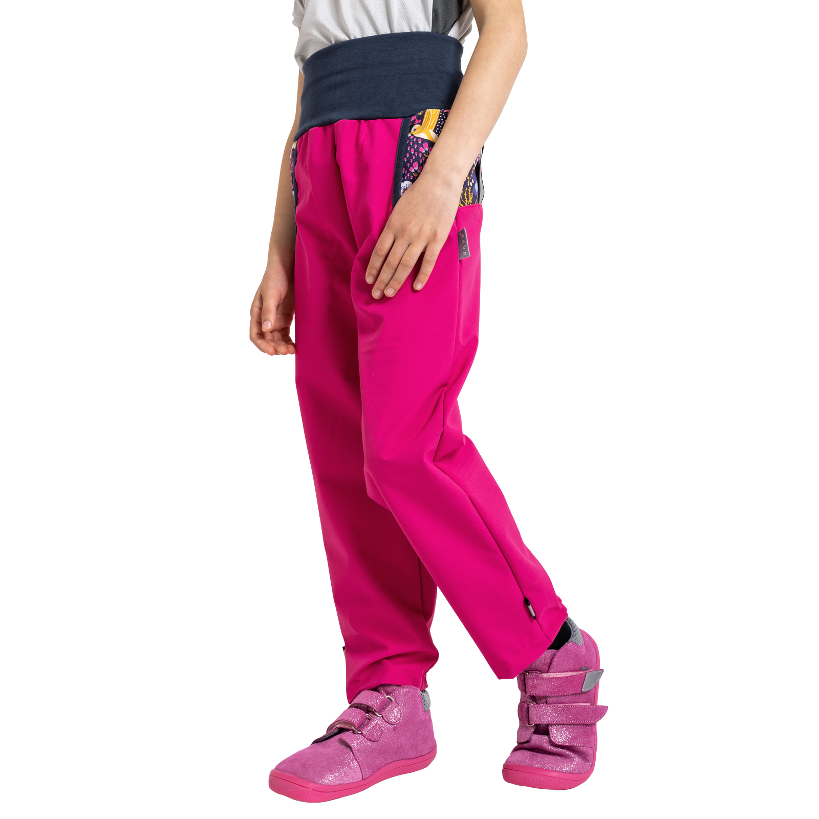 Unuo Unuo, Detské softshellové nohavice s fleecom Basic, Fuchsiová, Kolibrík Veľkosť: 98/104 8596227098064