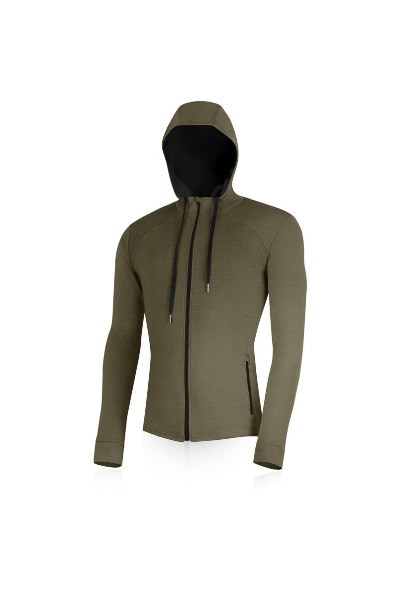 Lasting pánska merino mikina KARMIN 6369 zelená Veľkosť: L