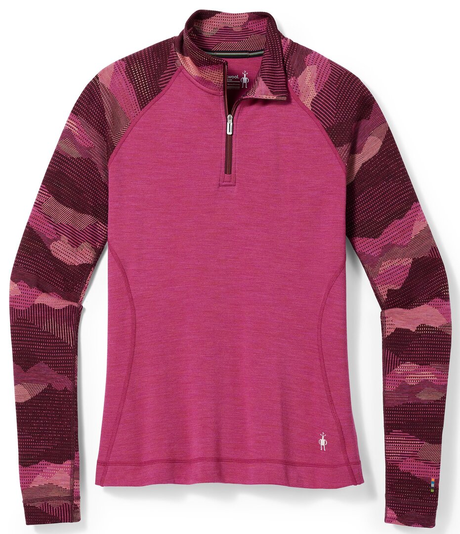 Smartwool W CLASSIC THERMAL MERINO BL PTTRN 1/4 ZB festive fuchsia mountain scape Veľkosť: L  spodná bielizeň
