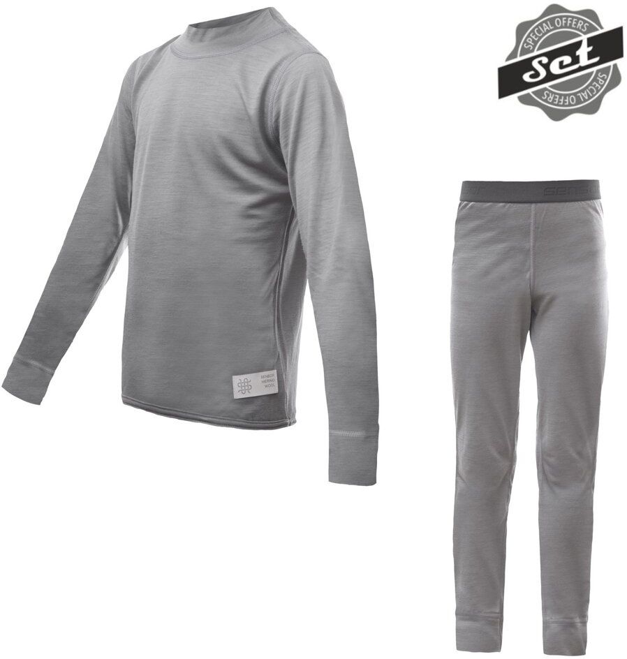SENSOR MERINO ACTIVE SET detský tričko dl.rukáv + spodky šedá Veľkosť: 130 8592837084640