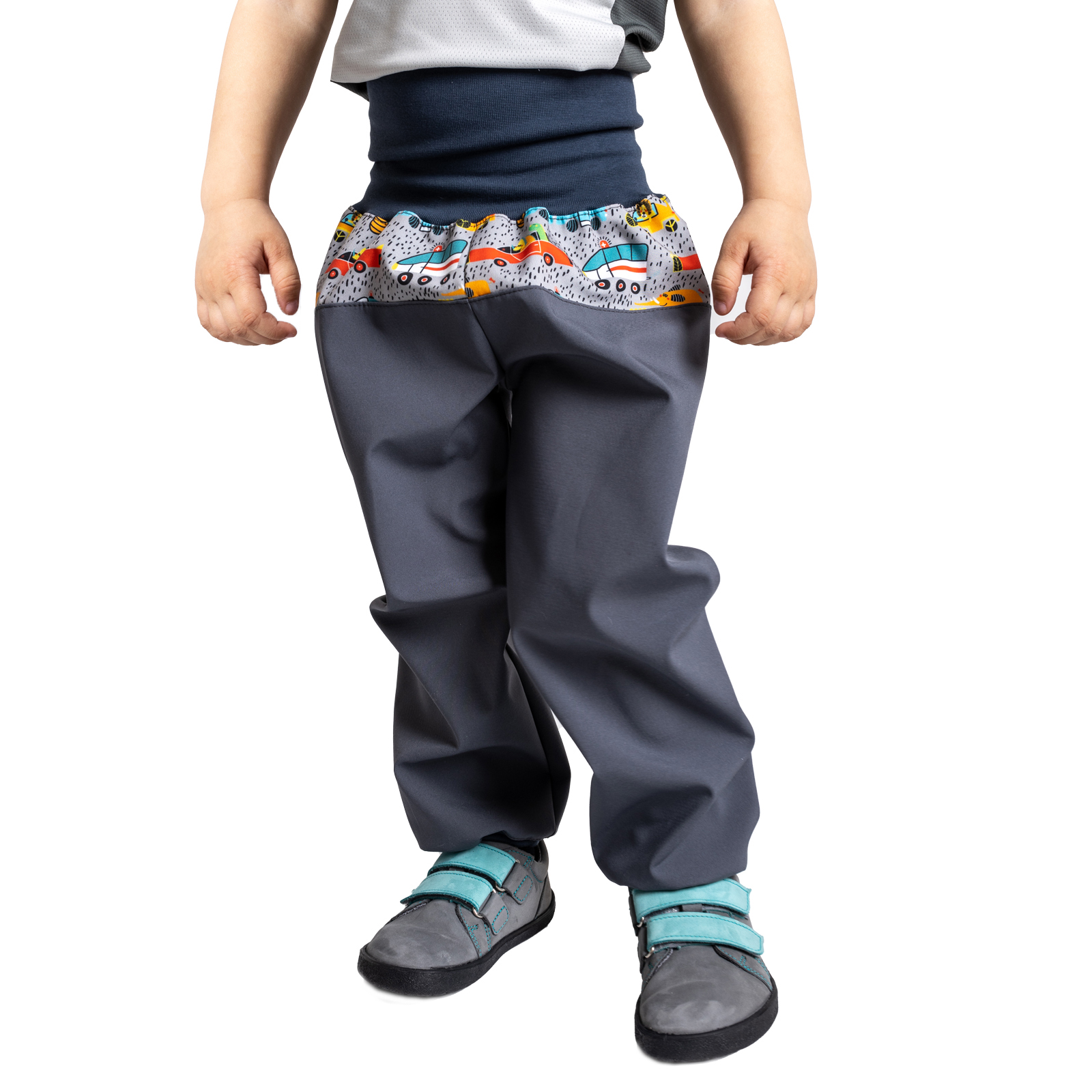 Unuo Unuo, Batoľacie softshellové nohavice bez zateplenia Basic, Tm. Šedá, ZOO na výlete Veľkosť: 86/92 8596227100217