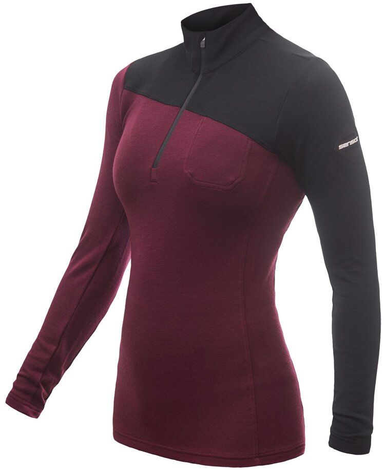SENSOR MERINO EXTREME dámske tričko dl.rukáv zips port red/čierna Veľkosť: M 8592837086132