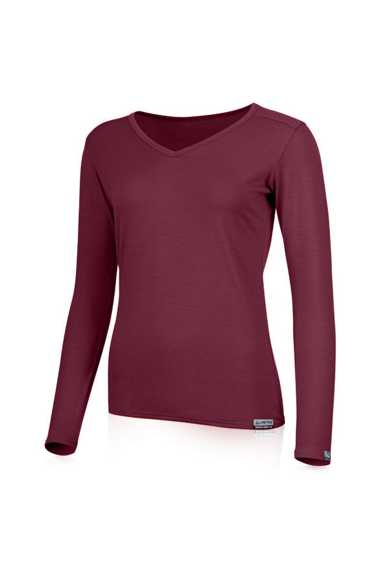 Lasting dámske merino tričko EVA 3838 vínová Veľkosť: XL 8596445042955