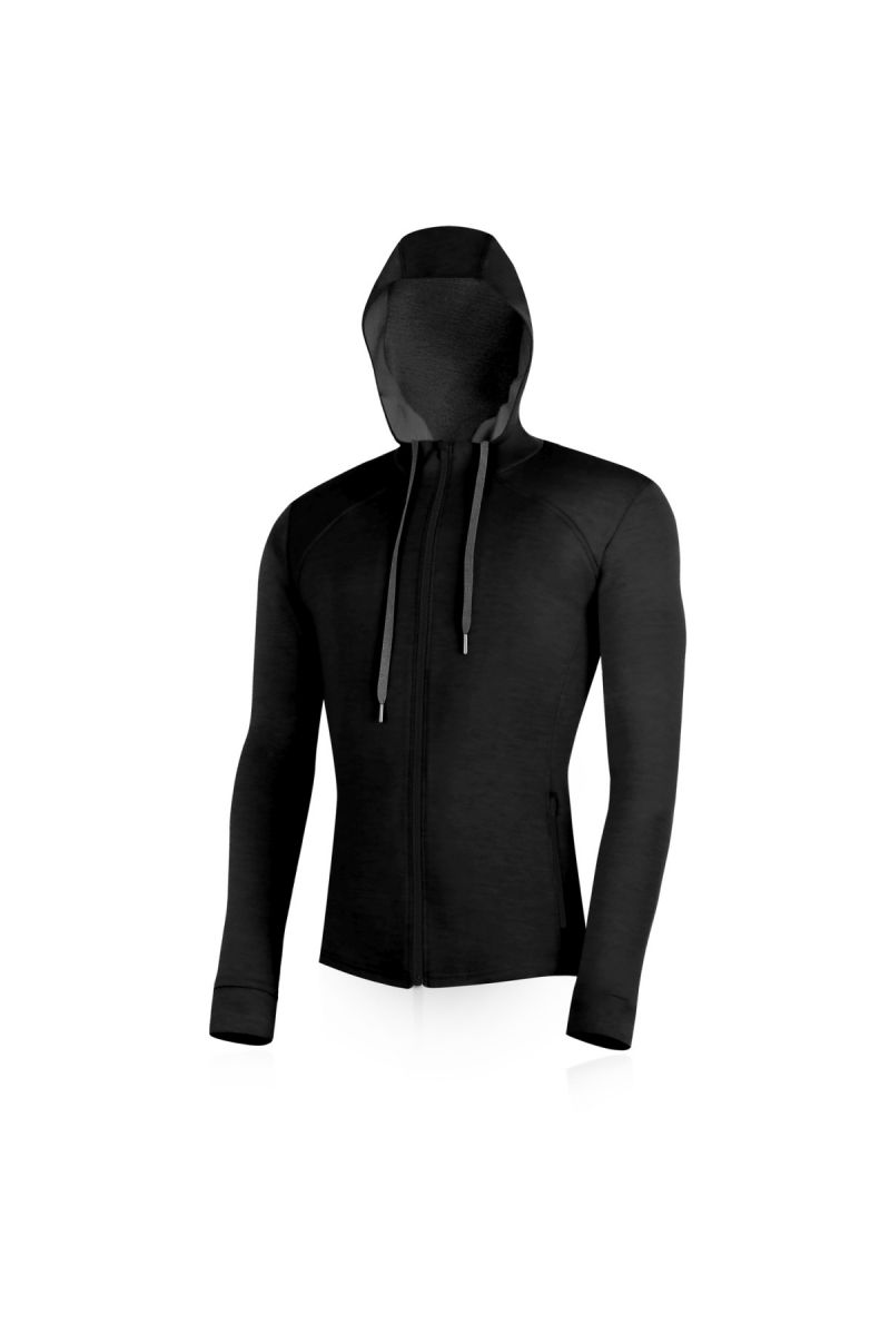 Lasting pánska merino mikina KARMIN 9098 čierna Veľkosť: XXL