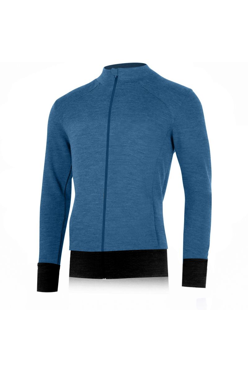 Lasting pánska merino mikina LARMIN modrá Veľkosť: M