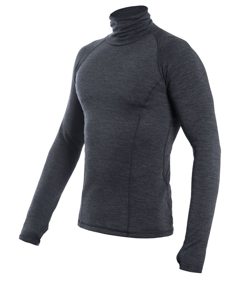SENSOR MERINO BOLD pánske tričko dl.rukáv roll neck anthracite gray Veľkosť: XXL