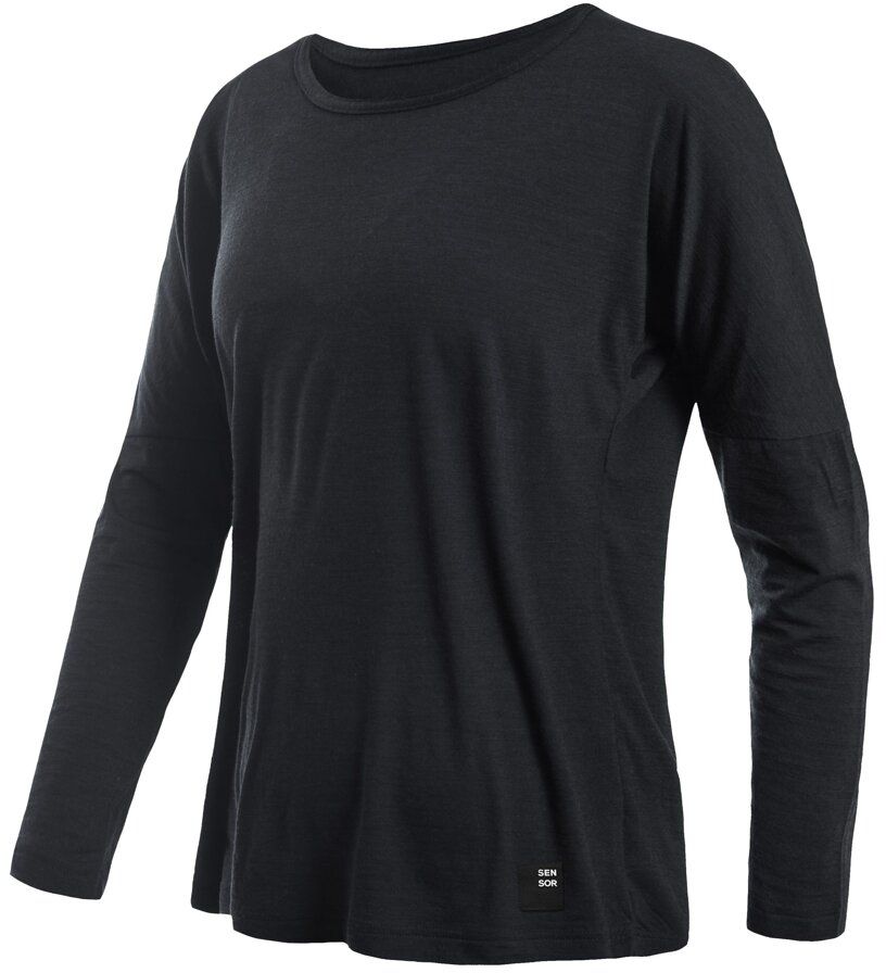 SENSOR MERINO AIR traveller dámske tričko dl.rukáv čierna Veľkosť: XL 8592837089843