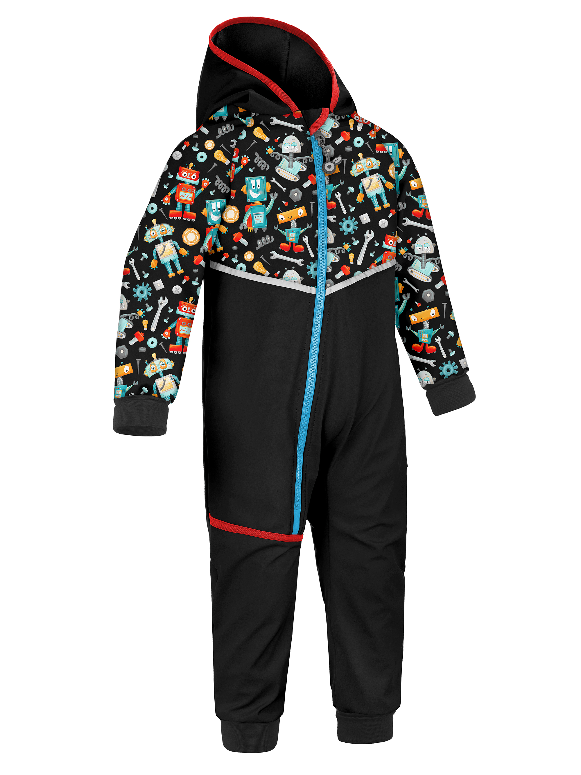 Unuo Unuo, Batoľacia softshellová kombinéza s fleecom Mini, Čierna, Roboti Veľkosť: 74/80 8596227115051