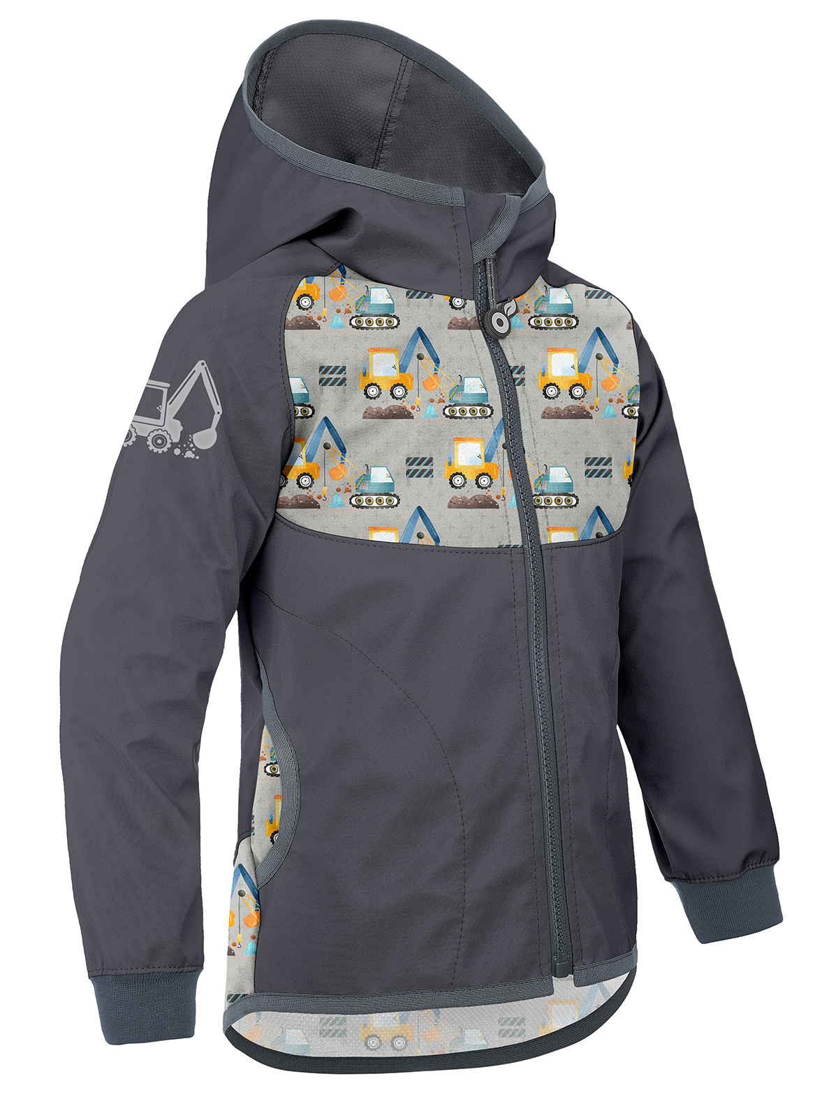 Unuo Unuo, Detská softshellová bunda bez zateplenia Basic, Tm. Šedá, Bágre Veľkosť: 92/98 8596227120116