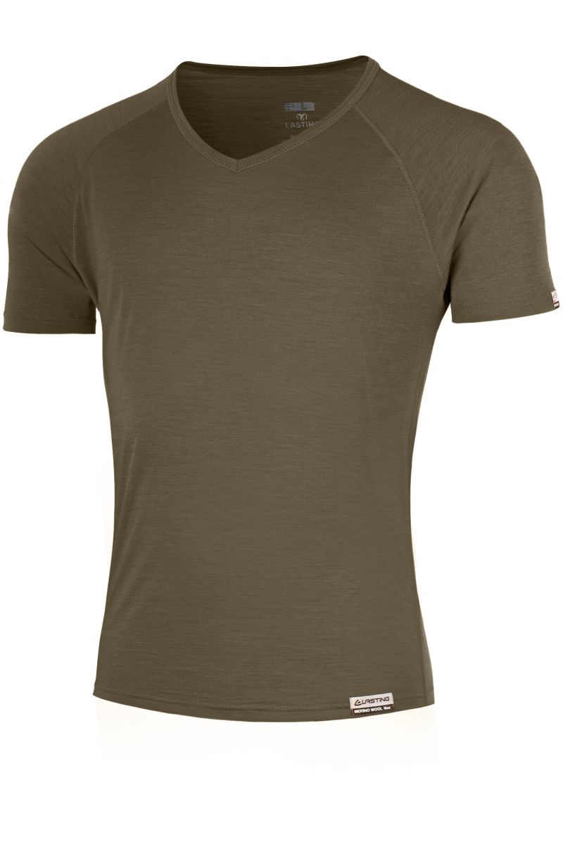 Lasting pánske merino tričko do V VIDO zelené Veľkosť: M- pánske tričko