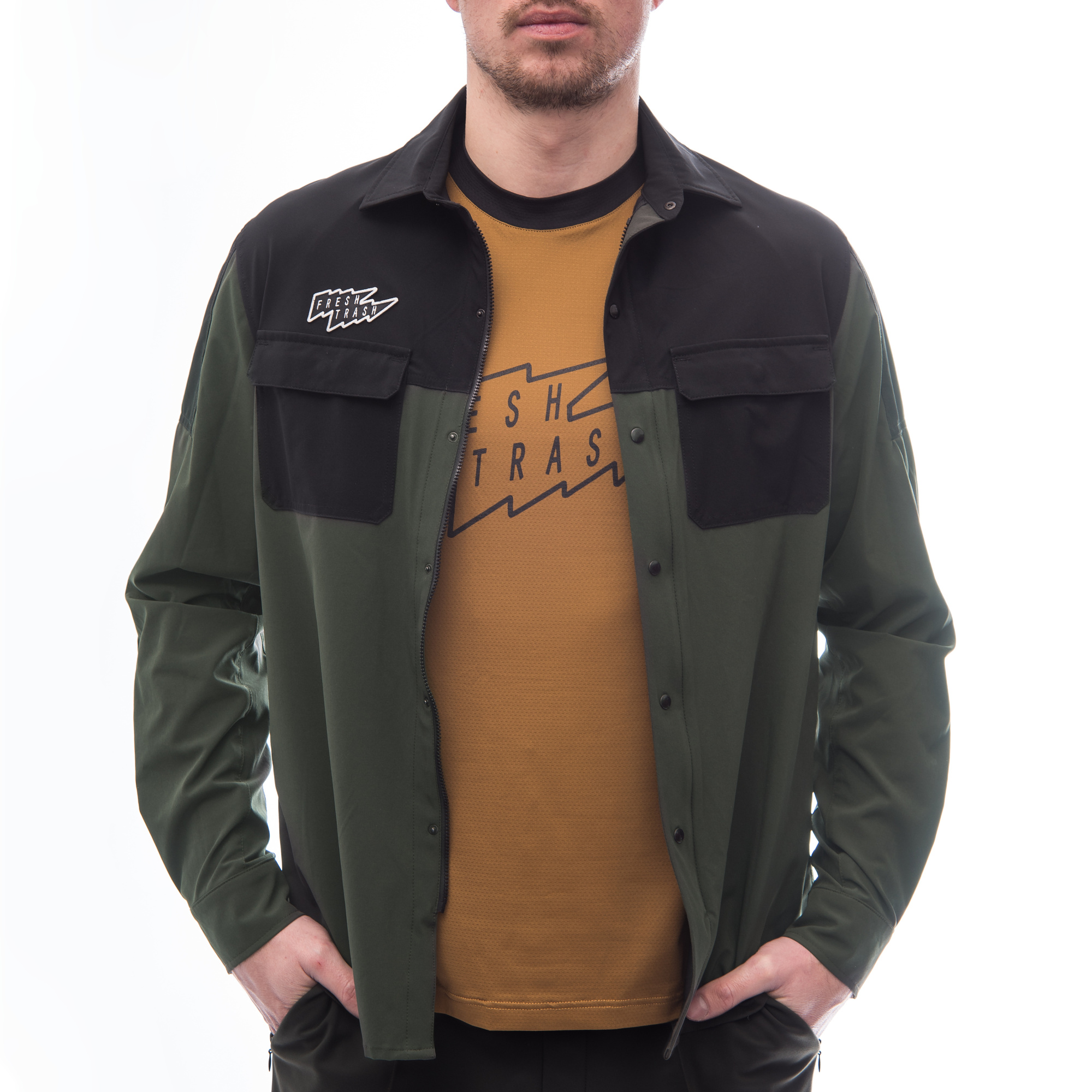Fresh Trash Mens Rider Long Sleeve Shirt olive green/black Veľkosť: L 8592837091877