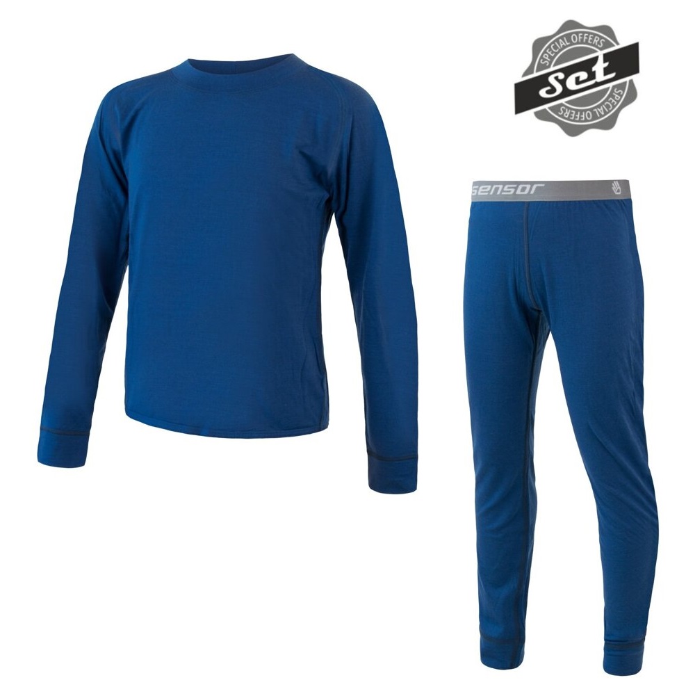 SENSOR MERINO AIR SET detský tričko dl.rukáv + spodky tm.modrá Veľkosť: 90