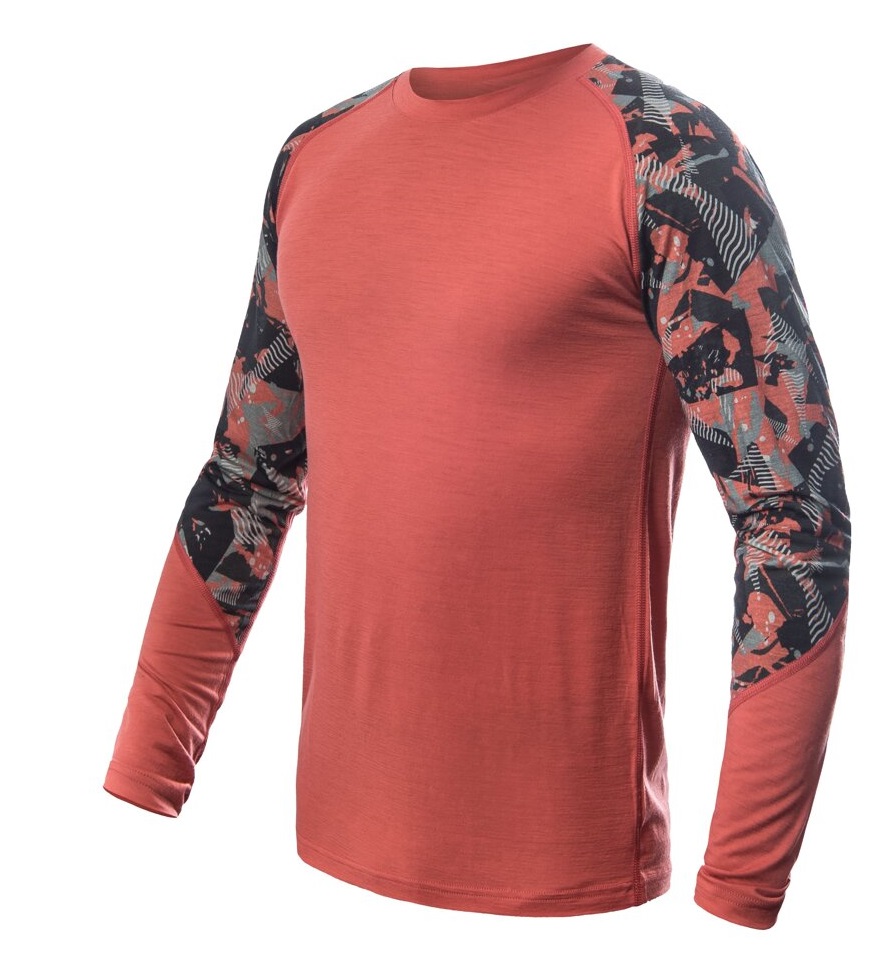 SENSOR MERINO IMPRESS pánske tričko dl.rukáv terracotta/rush Veľkosť: XL