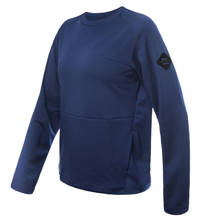 SENSOR MERINO UPPER traveller dámska mikina deep blue Veľkosť: S
