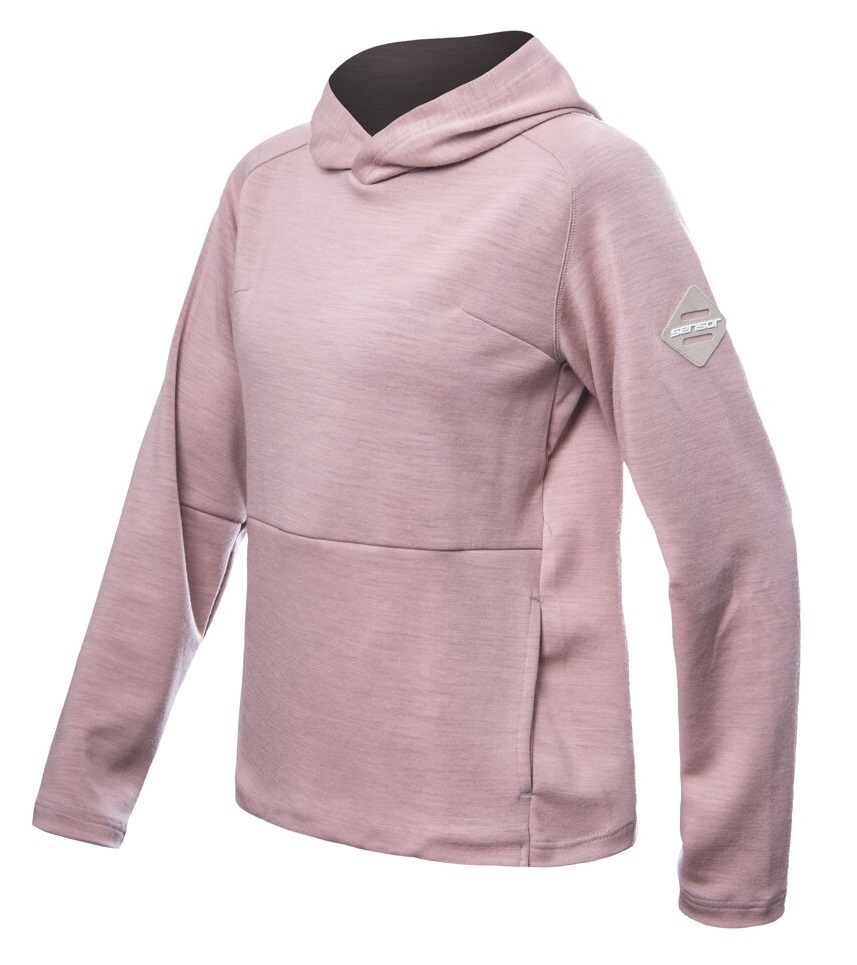 SENSOR MERINO UPPER traveller dámska mikina s kapucňou dusty pink Veľkosť: L