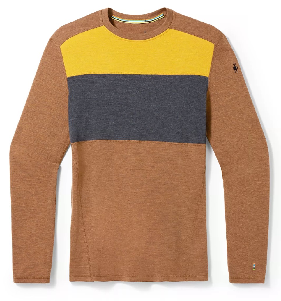 Smartwool CLASSIC THERMAL MERINO BL COLORBLOCK CREW B líška hnedá heather Veľkosť: M 196572853837