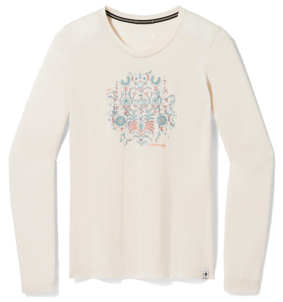 Smartwool W FLORAL TUNDRA GRAPHIC LONG SLEEVE TEE almond heather Veľkosť: M