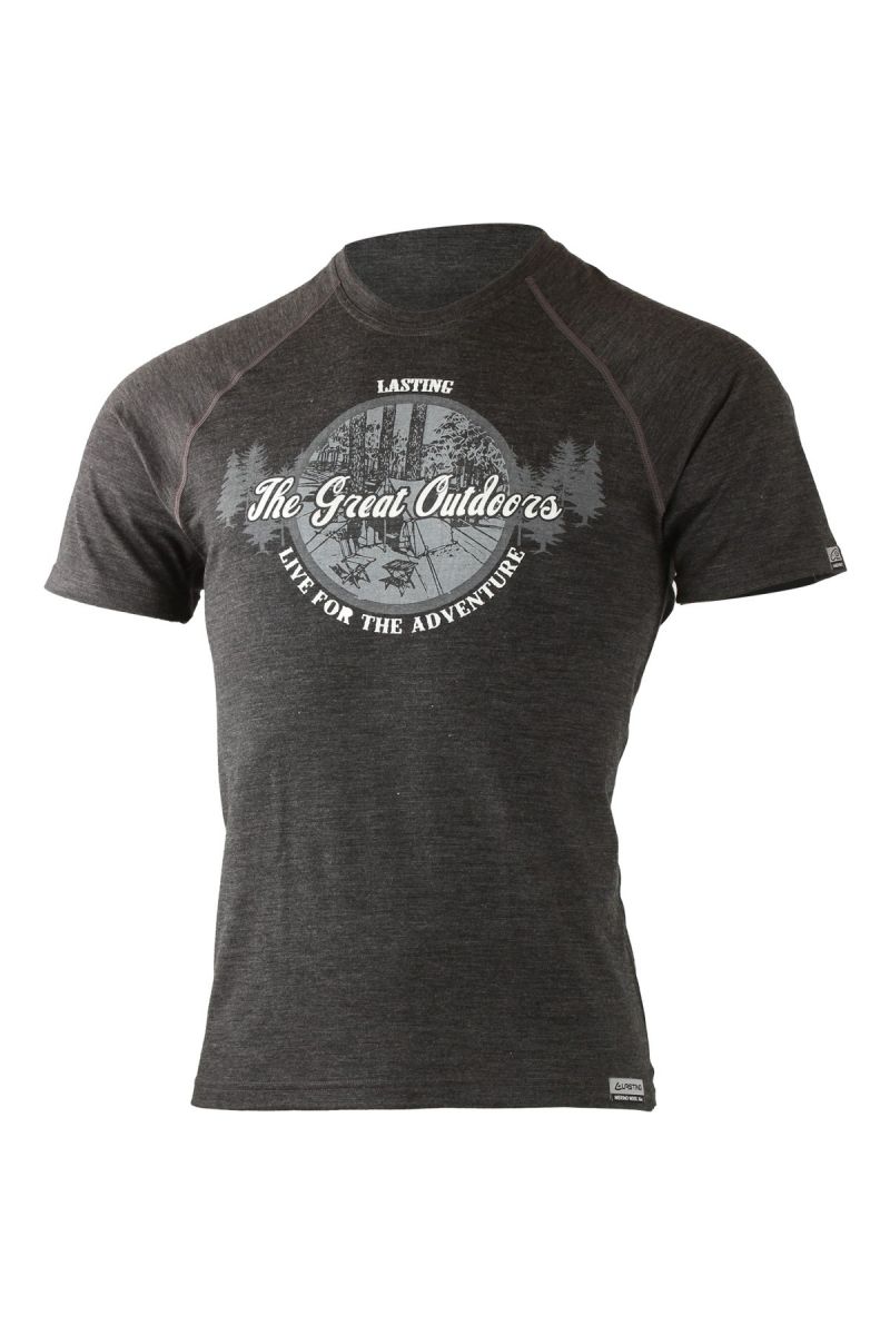 Lasting pánske merino tričko s tlačou LUCAS šedej Veľkosť: L 8596445004649